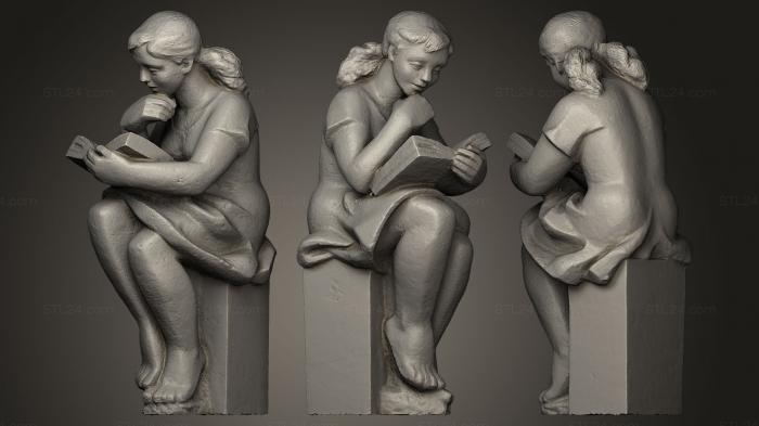 Статуэтки девушки (Девушка с книгой, STKGL_0019) 3D модель для ЧПУ станка